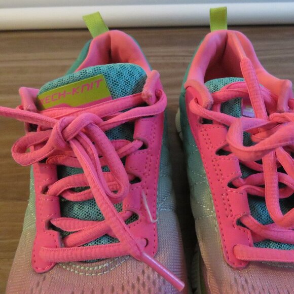 SKECHERS Flex Appeal Memory Foam Cosmic Pink Green Athletic Sneakers Shoes US 5 - Picture 7 of 13